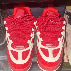 Louis Vuitton Kids Red and White Sneakers
